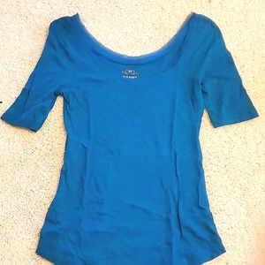 Old Navy XS turquoise blouse, 60% cotton, 40% modal.